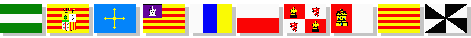 Banderas de las Comunidades Aut&oacute;nomas: Andaluc&iacute;a, Arag&oacute;n, Asturias, Islas Baleares, Islas Canarias, Cantabria, Castilla-Le&oacute;n, Castilla-La Mancha, Catalu&ntilde;a y Ceuta