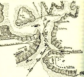 la ruta seguida por el MERRIMAC hasta su localizaci&oacute;n y hundimiento