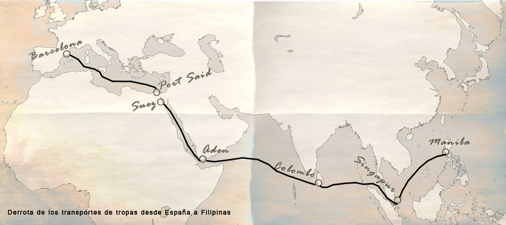 Derrota de los transportes de tropas españoles desde España hasta Filipinas